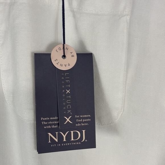 NYDJ Marilyn Trouser Stretch Linen Optic White Pants Women’s Size 16 NWT - Picture 9 of 9